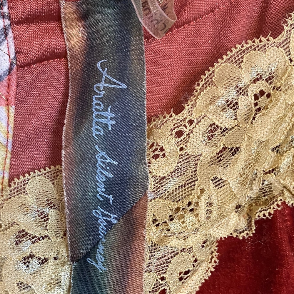 Aratta Red Velvet Slip with Gold Lace - Picture 6 of 6